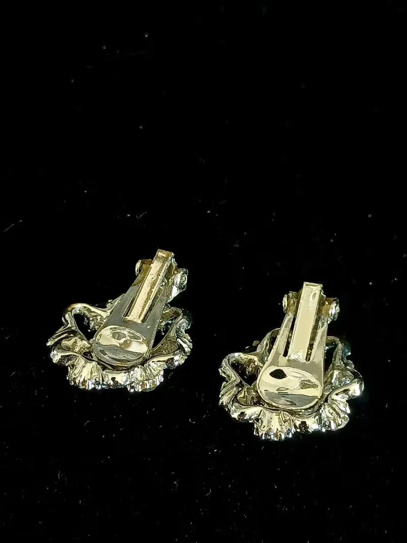 vintage jewelry  唯美極光萊茵六角星 夾式耳環
