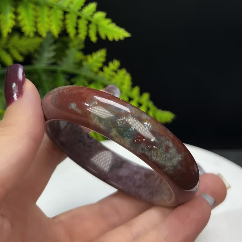 多彩海洋碧玉手镯 54MM 魚籽老料天眼 玉髓手環 促進內心平衡和諧