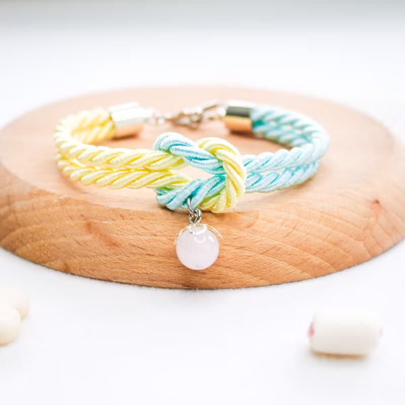 Mashmallows Rope Bracelet with Lucky Stone - Blue&Yellow
