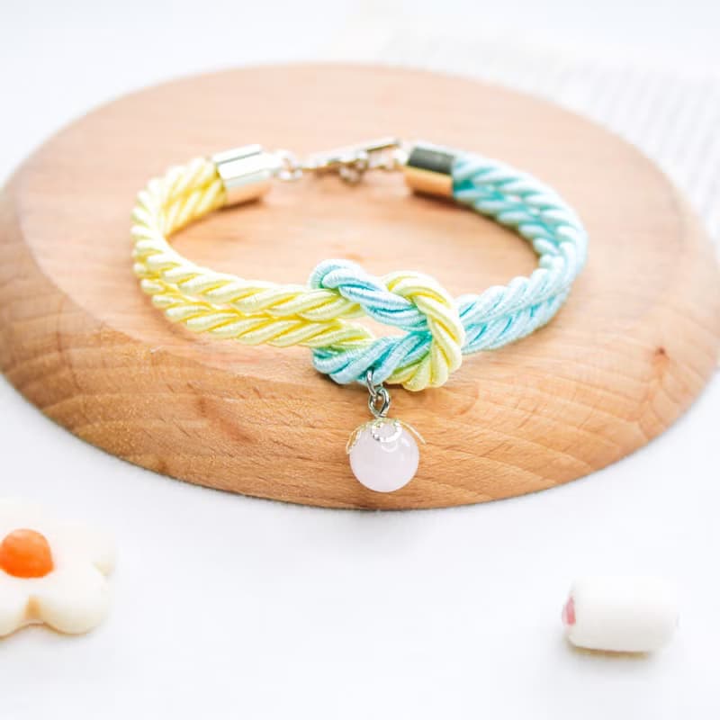 Mashmallows Rope Bracelet with Lucky Stone - Blue&Yellow