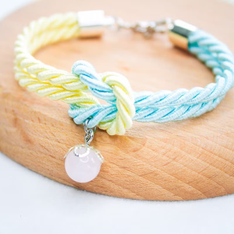 Mashmallows Rope Bracelet with Lucky Stone - Blue&Yellow