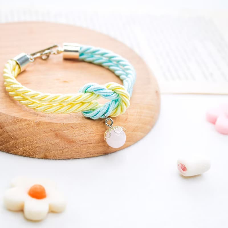 Mashmallows Rope Bracelet with Lucky Stone - Blue&Yellow