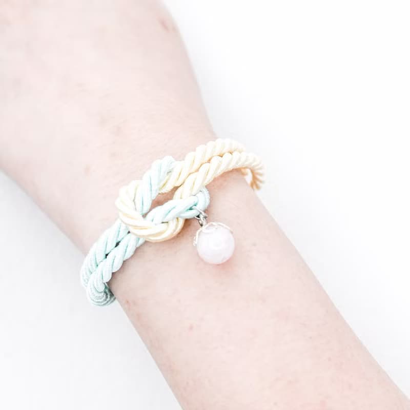 Mashmallows Rope Bracelet with Lucky Stone - Blue&Yellow