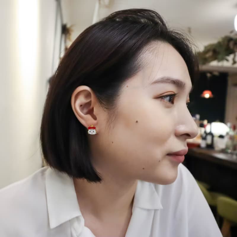 通紅小蘋果貓咪 水果動物 貓咪 耳環 耳夾