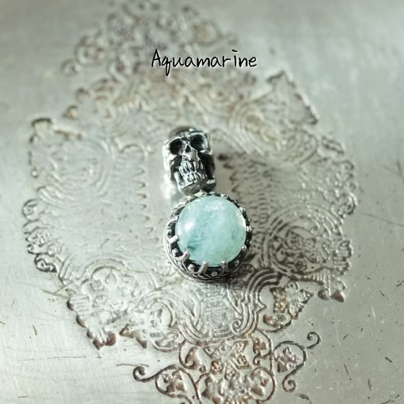 Gemstone Skull Silver Pendant Necklace