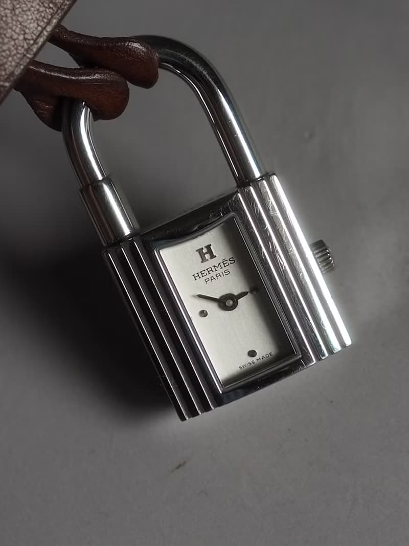 HERMÈS Kelly Clochette Watch ケリー クロシェット ウォッチ 腕時計 シルバー ブラウン ユニセックス ヴィンテージ