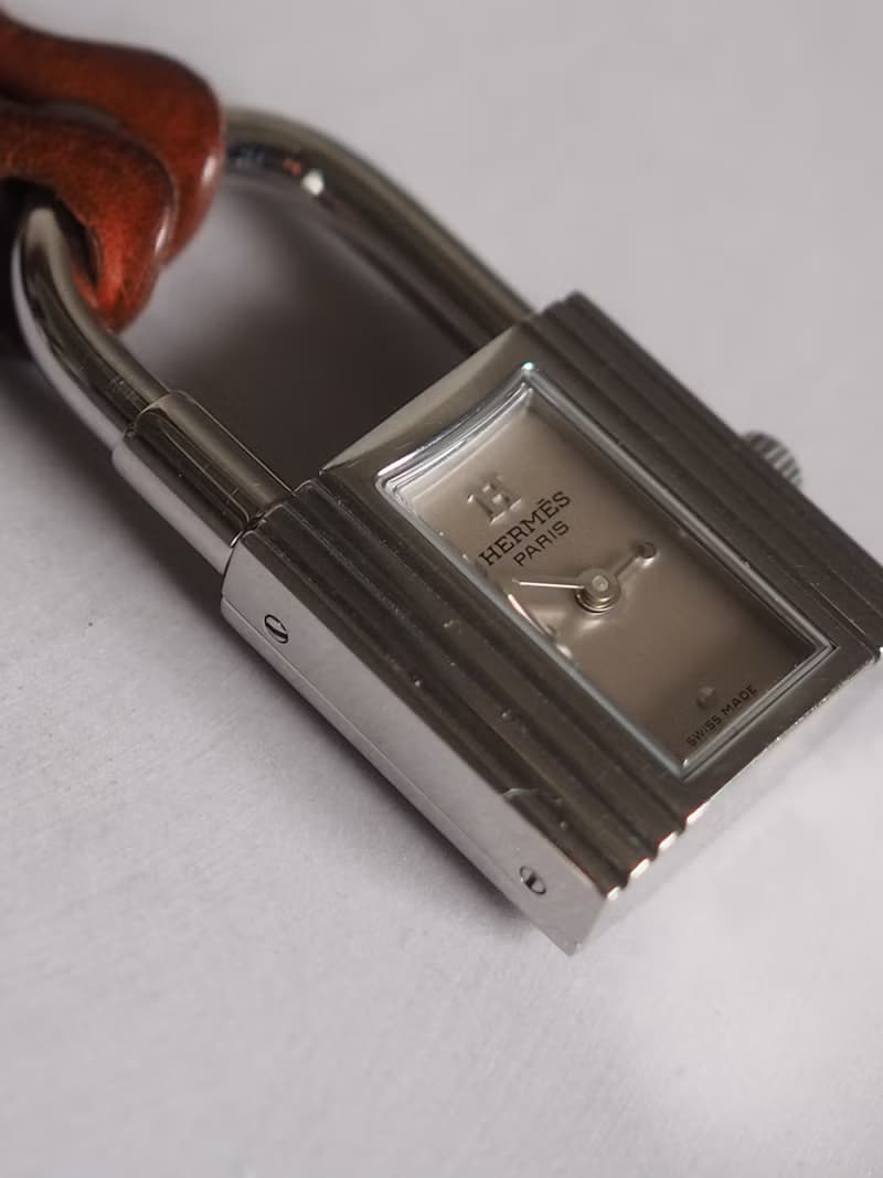 HERMÈS Kelly Clochette Watch ケリー クロシェット ウォッチ 腕時計 シルバー ブラウン ユニセックス ヴィンテージ