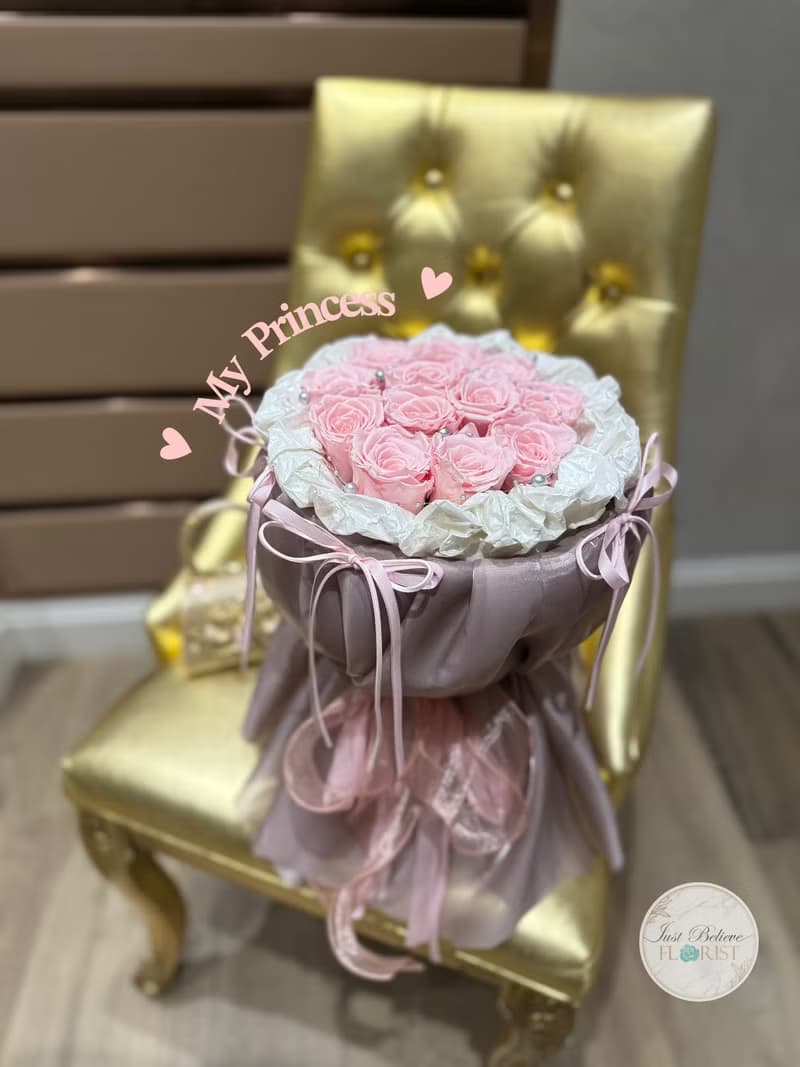 永生花玫瑰花束 公主裙布藝包裝