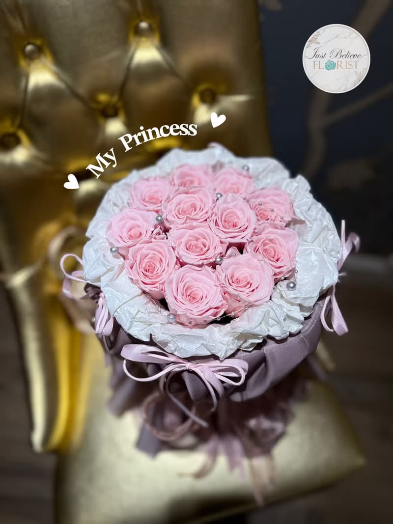 永生花玫瑰花束 公主裙布藝包裝