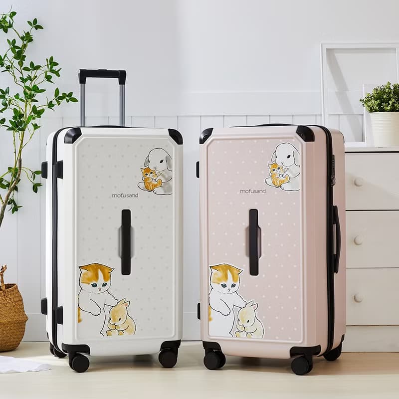 【Mofusand貓福珊迪】28吋拉鍊款行李箱 胖胖箱 旅行箱-貓兔粉