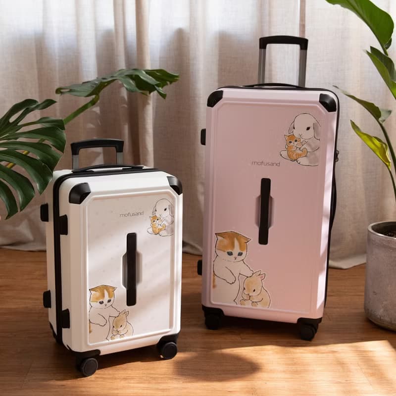 【Mofusand貓福珊迪】28吋拉鍊款行李箱 胖胖箱 旅行箱-貓兔粉