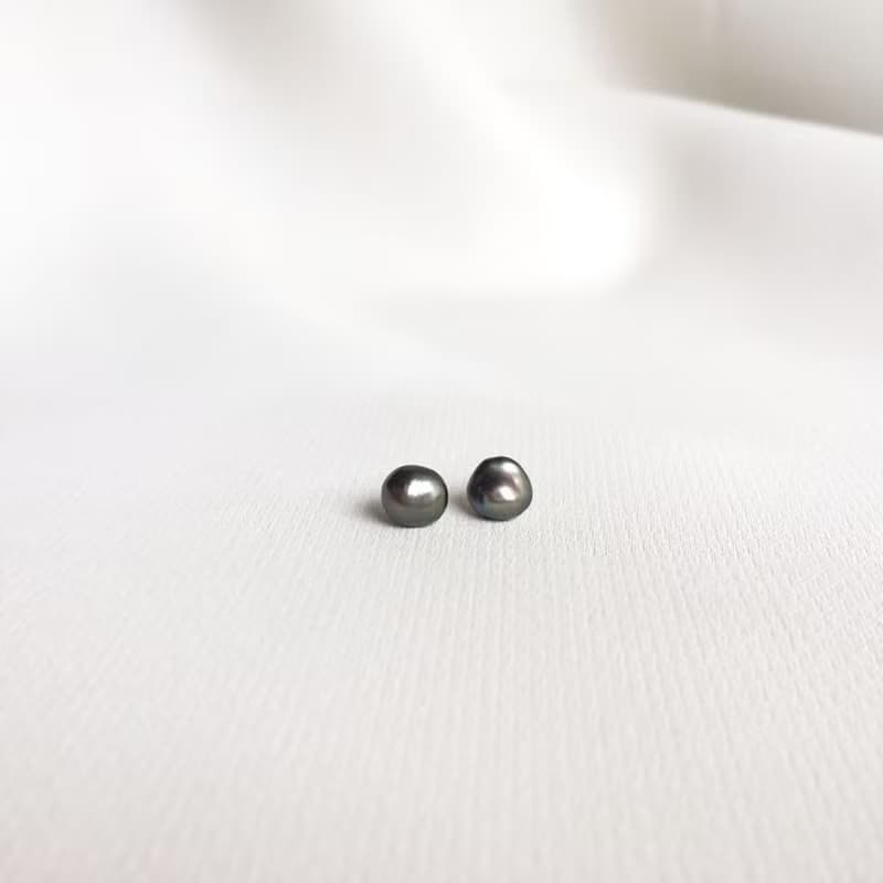 Silver Black Keshi Pearl Earrings, Stylish Earrings
