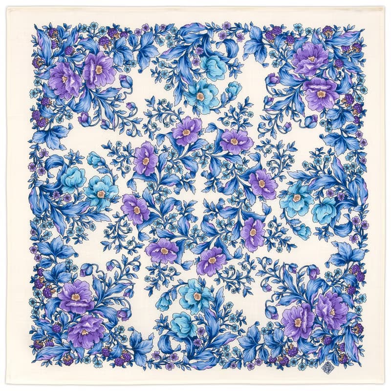 原創 Pavlovo Posad 俄羅斯披肩 100% 羊毛 羊毛圍巾 72x72 厘米