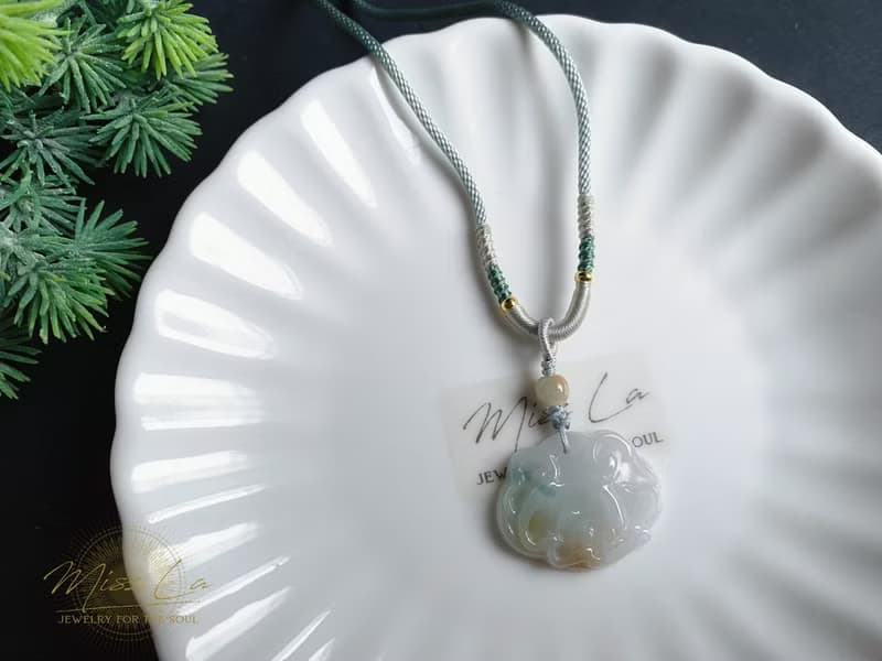 天然緬甸玉翡翠 如意狐狸 手工雕 招桃花守姻緣 禮物 天然 項鍊