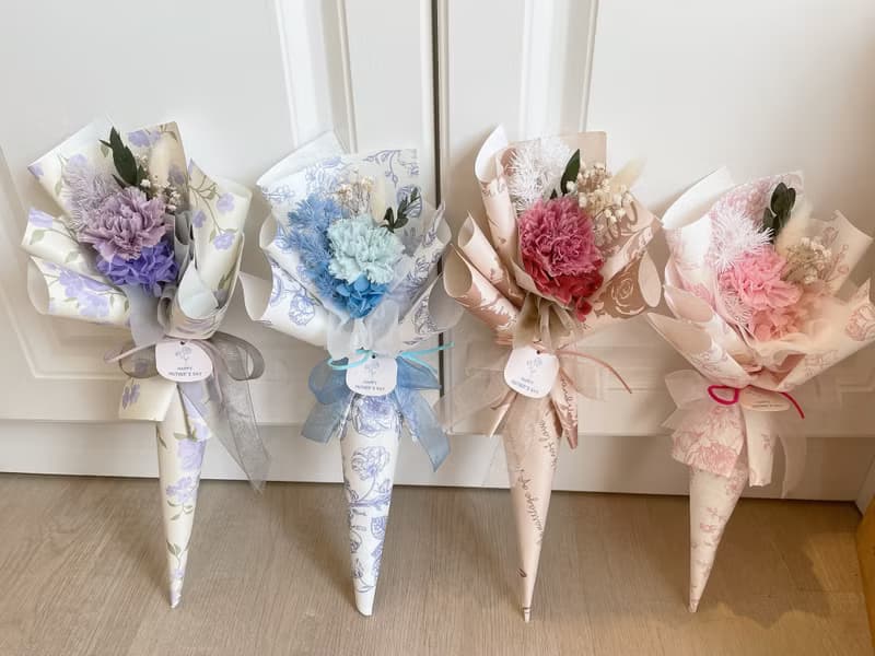 現貨/永生康乃馨/康乃馨甜筒花束/韓式花束/韓式康乃馨/母親節花