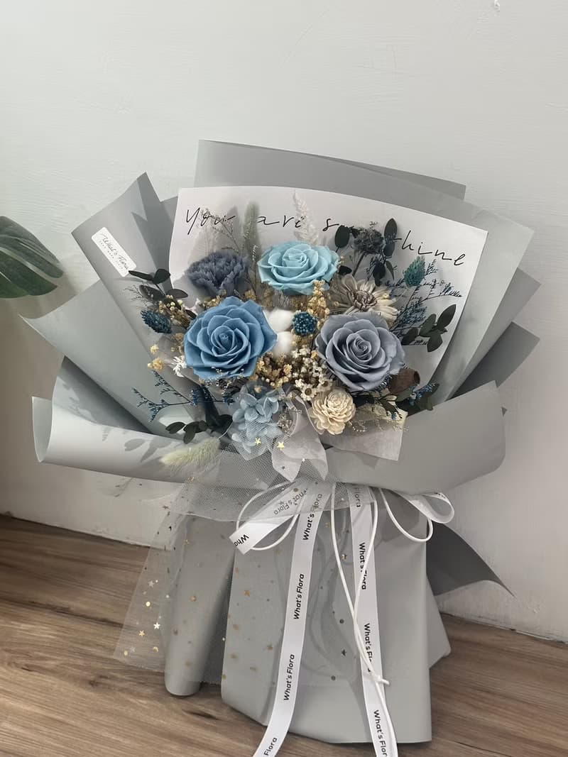 藍灰色系\情人節花束\永生花花束