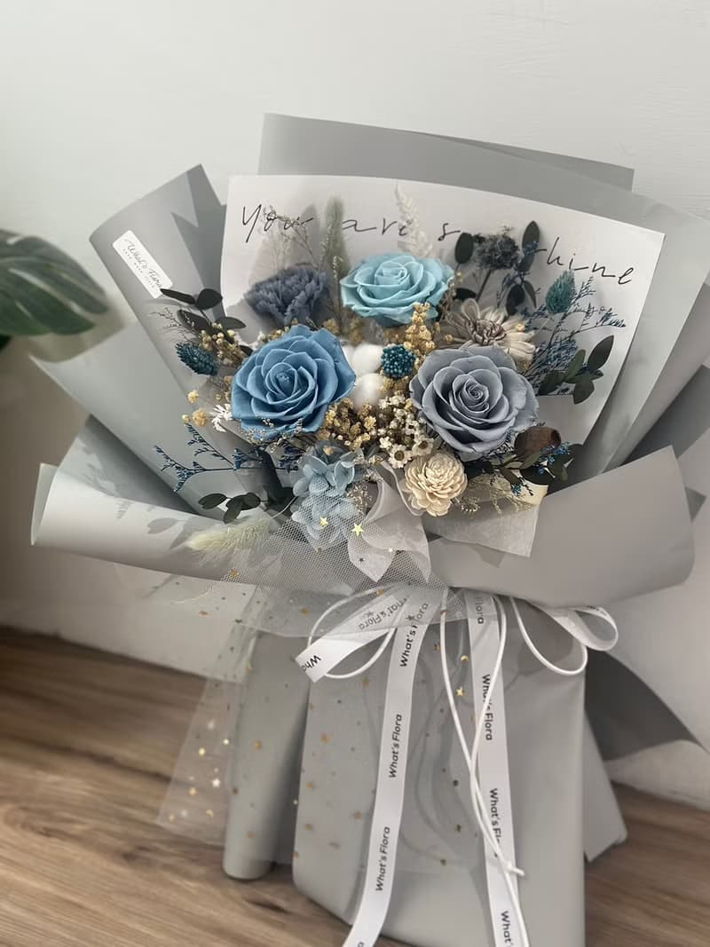 藍灰色系\情人節花束\永生花花束