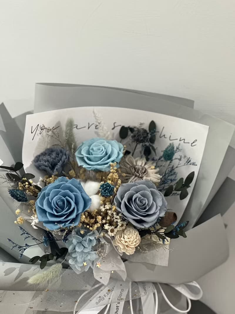 藍灰色系\情人節花束\永生花花束