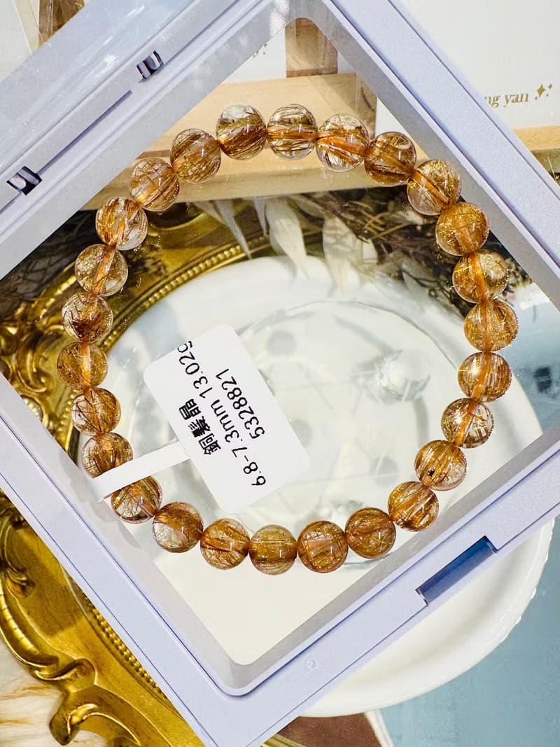 玻璃輕透料金閃閃銅髮6.8-7.3mm13.02g辟邪擋煞逢凶化吉化解濁氣