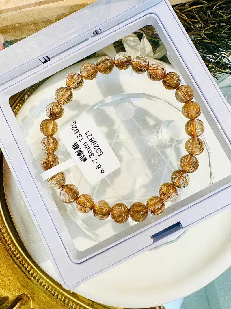 玻璃輕透料金閃閃銅髮6.8-7.3mm13.02g辟邪擋煞逢凶化吉化解濁氣