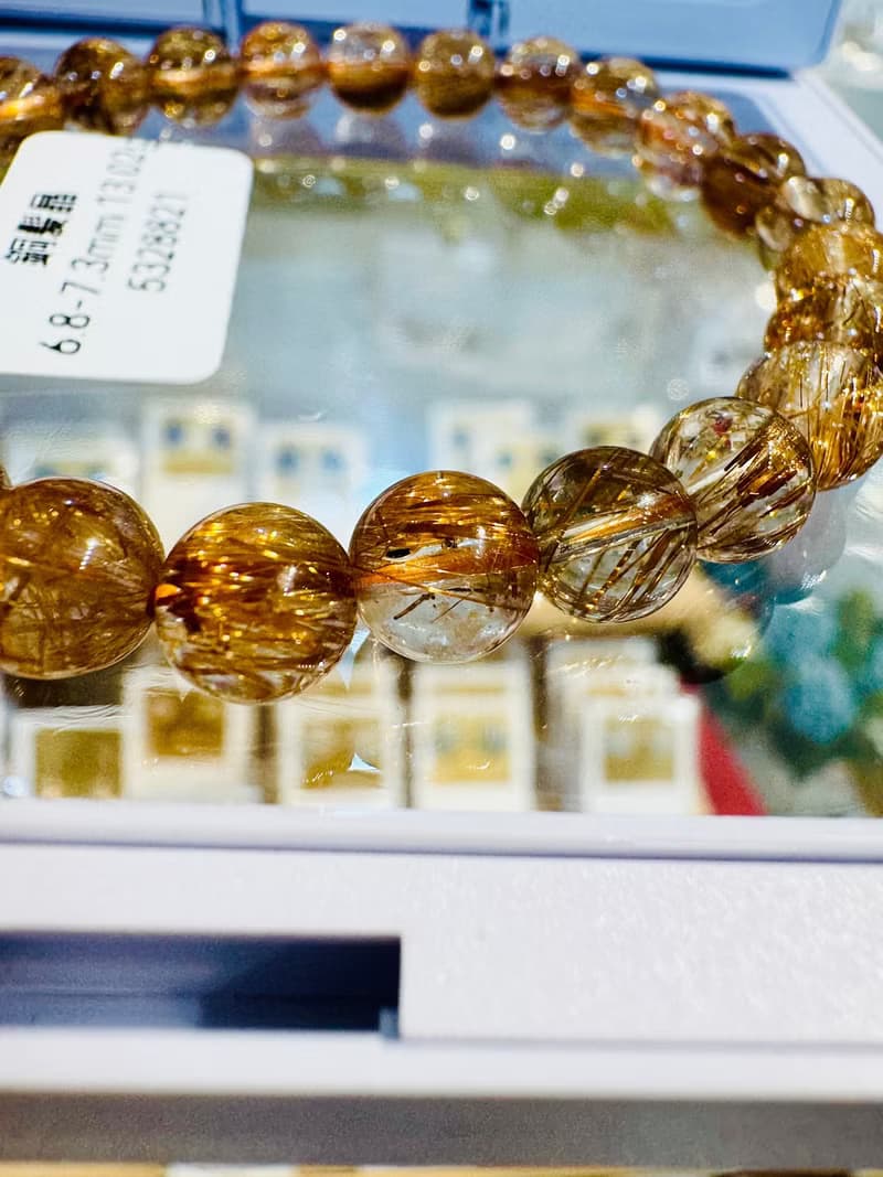 玻璃輕透料金閃閃銅髮6.8-7.3mm13.02g辟邪擋煞逢凶化吉化解濁氣