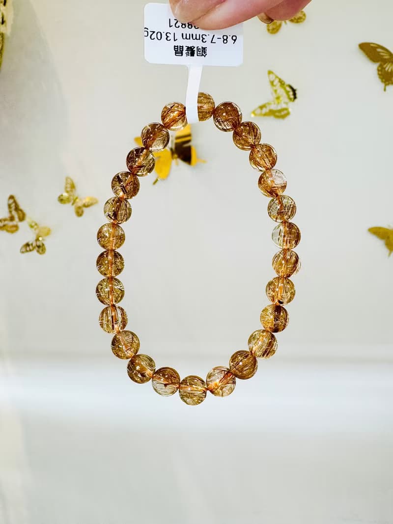 玻璃輕透料金閃閃銅髮6.8-7.3mm13.02g辟邪擋煞逢凶化吉化解濁氣