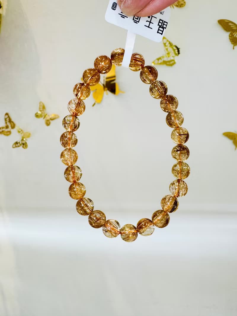 玻璃輕透料金閃閃銅髮6.8-7.3mm13.02g辟邪擋煞逢凶化吉化解濁氣