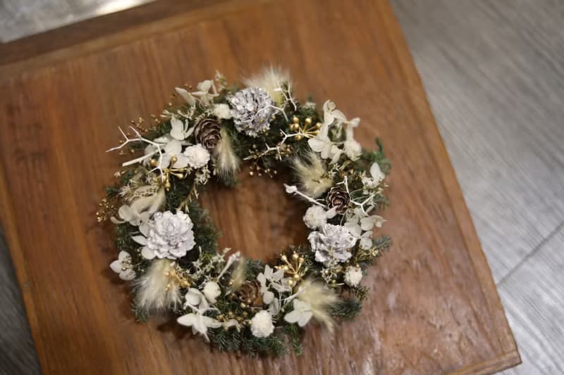 溫暖的冬季 聖誕花圈 聖誕花禮 永生花 不凋花 乾燥花 永生松