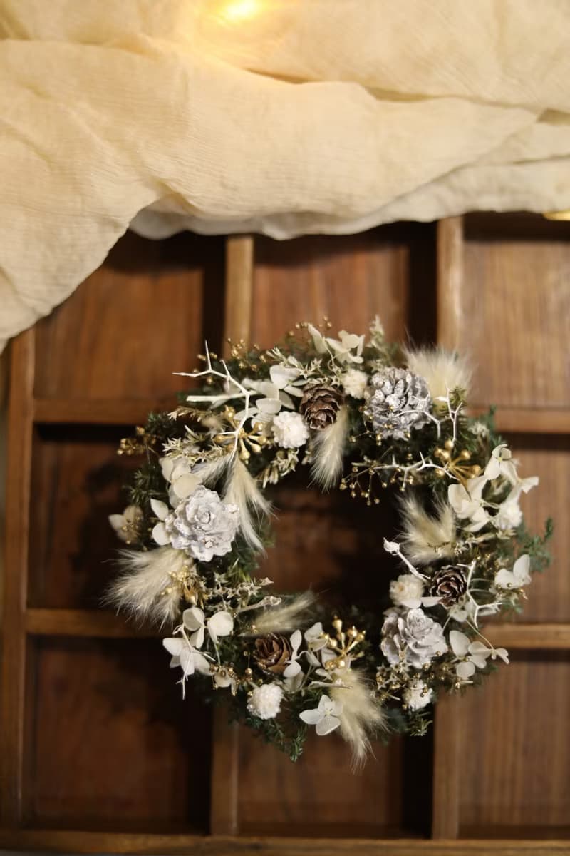 溫暖的冬季 聖誕花圈 聖誕花禮 永生花 不凋花 乾燥花 永生松