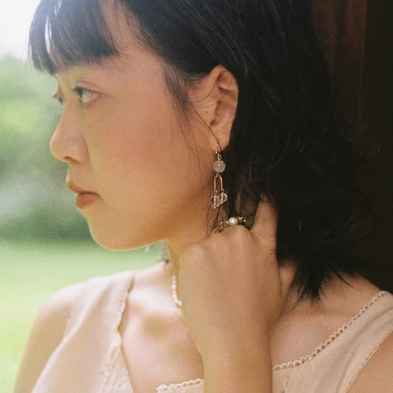 權衡 | 白水晶馬來玉黃銅14K注金抗敏招財耳環 耳夾