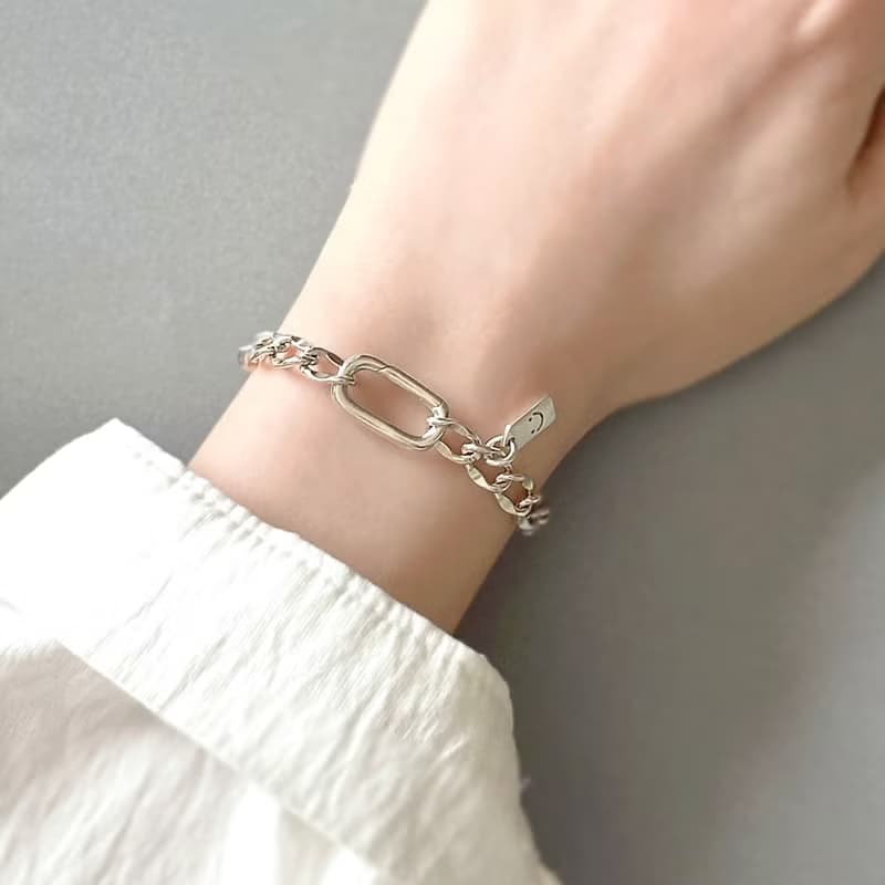 厚實好質感~純銀長方形手鍊 手鏈