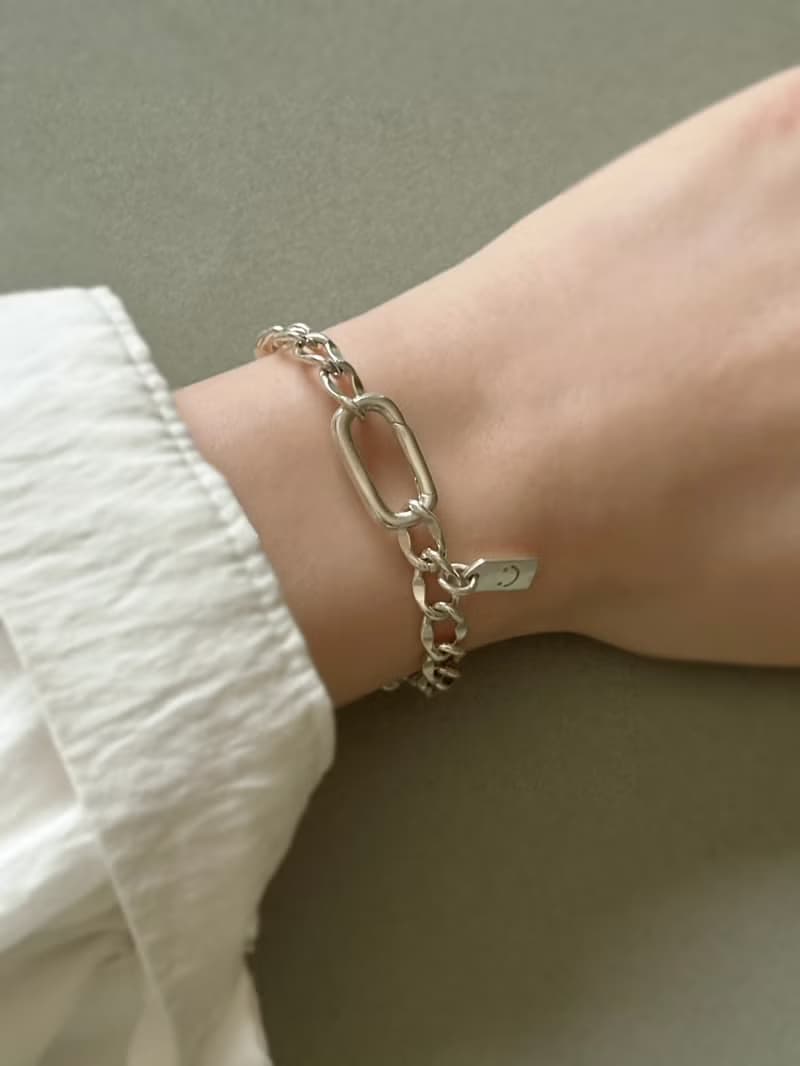 厚實好質感~純銀長方形手鍊 手鏈