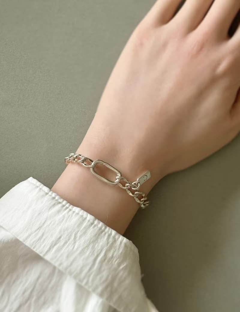 厚實好質感~純銀長方形手鍊 手鏈