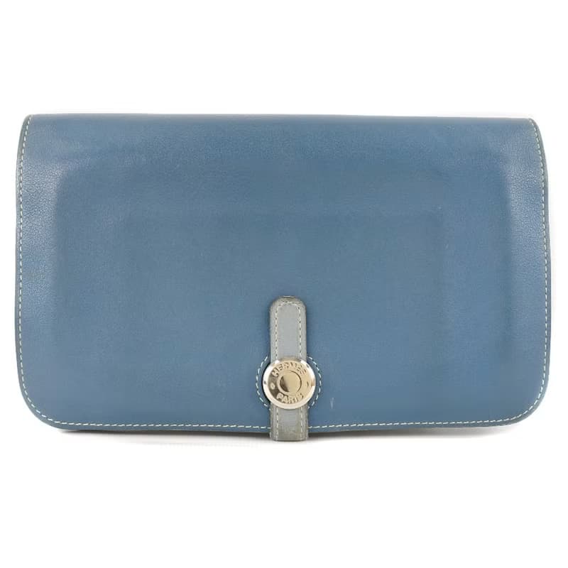 【日本直送】エルメス HERMES ドゴン 長財布 カーフ 青  ユニセックス【中古】