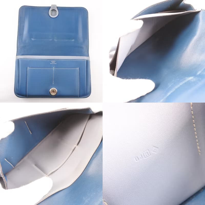 【日本直送】エルメス HERMES ドゴン 長財布 カーフ 青  ユニセックス【中古】