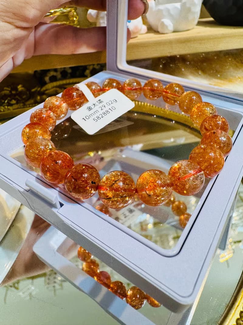 天然小精品透金橘閃金太陽太陽石10mm29.02g化太歲事業正面積極