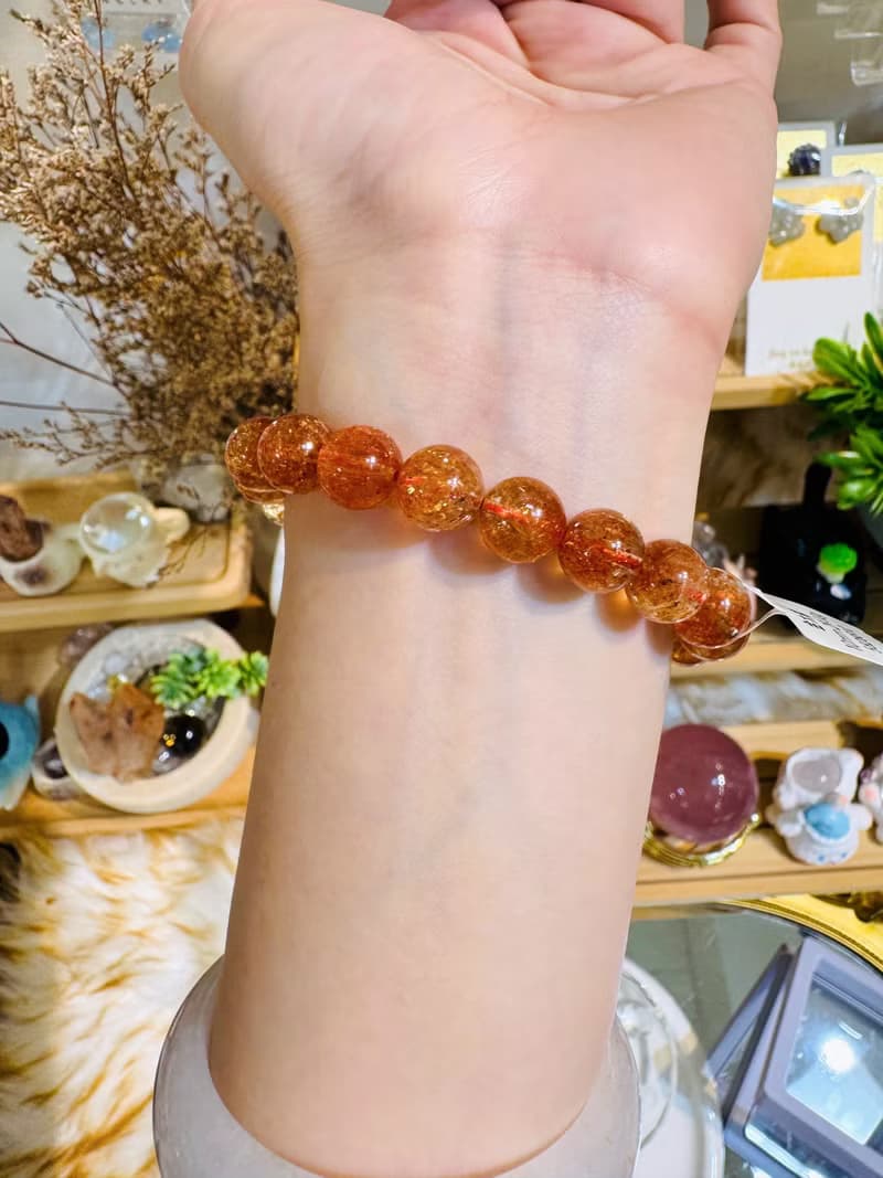 天然小精品透金橘閃金太陽太陽石10mm29.02g化太歲事業正面積極