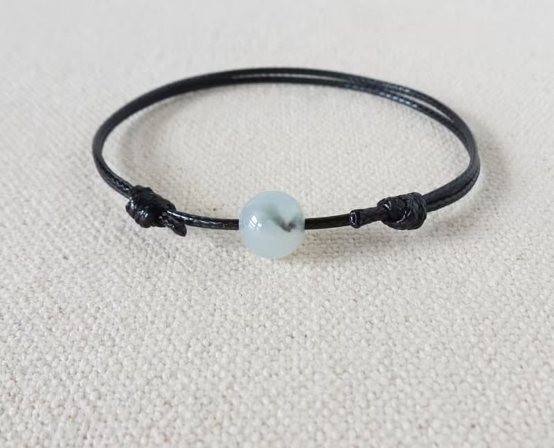 本命年【幸運石】冰種飄花翡翠韓國蠟線手鍊*Lgb13*招財、開運