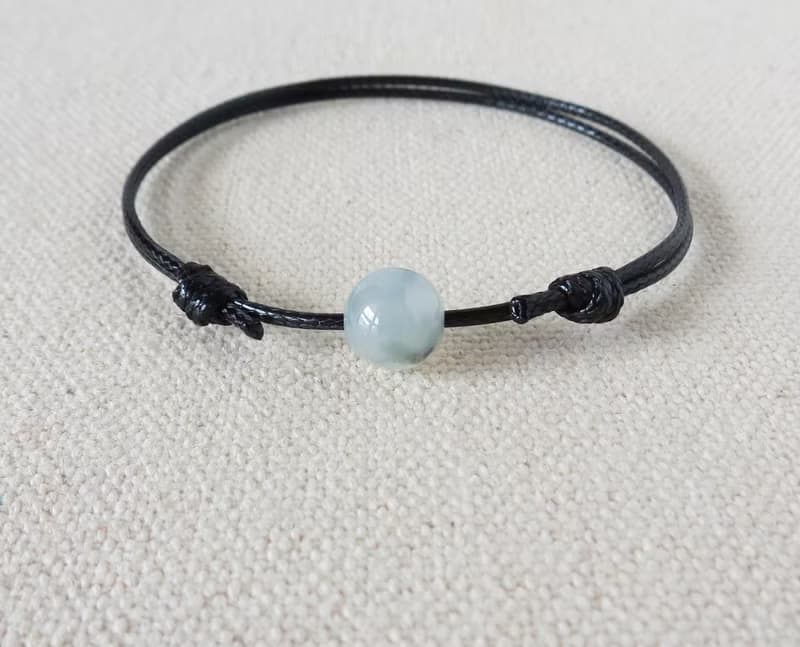 本命年【幸運石】冰種飄花翡翠韓國蠟線手鍊*Lgb13*招財、開運