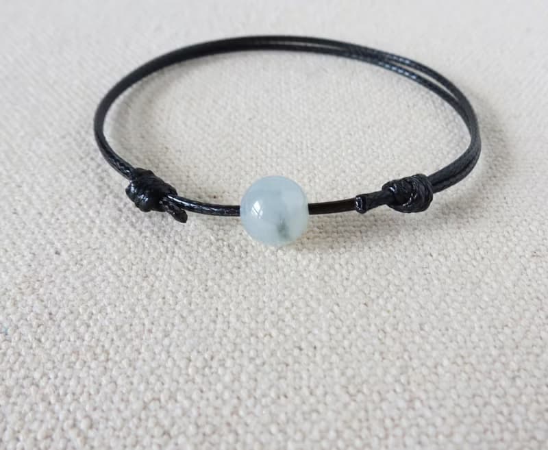 本命年【幸運石】冰種飄花翡翠韓國蠟線手鍊*Lgb13*招財、開運