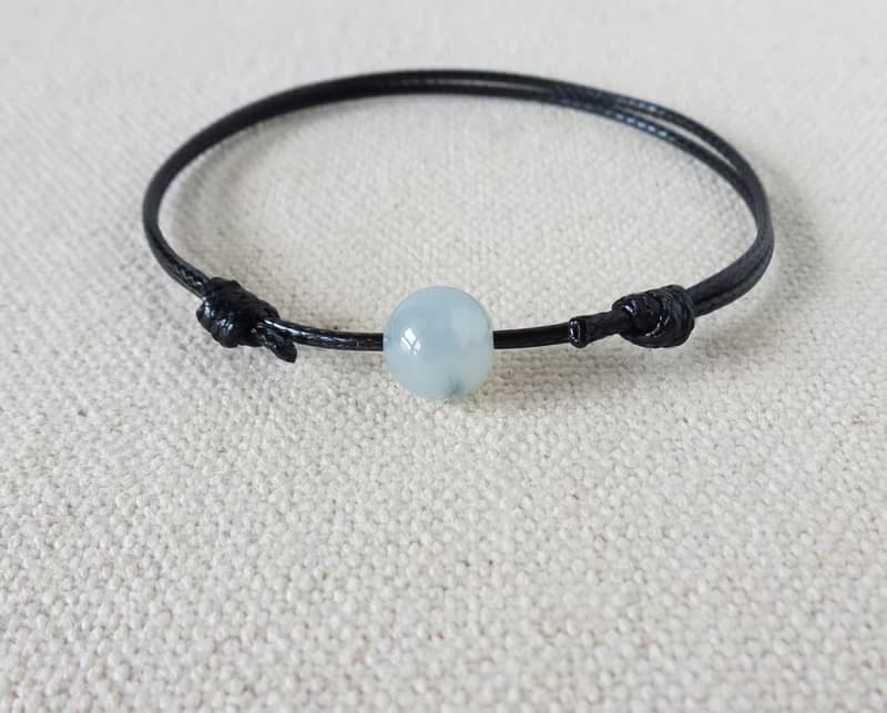 本命年【幸運石】冰種飄花翡翠韓國蠟線手鍊*Lgb13*招財、開運