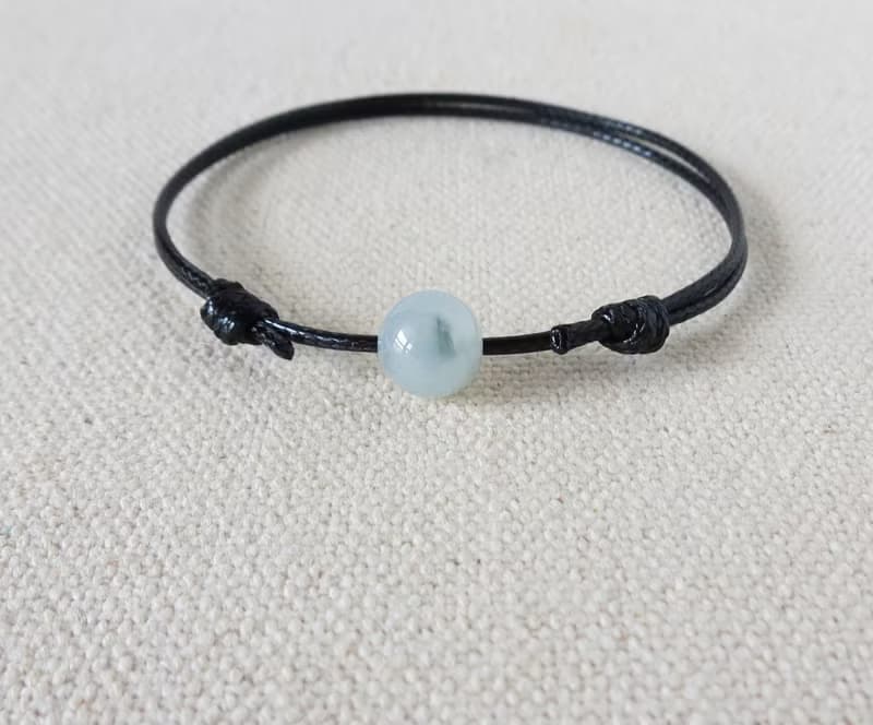 本命年【幸運石】冰種飄花翡翠韓國蠟線手鍊*Lgb13*招財、開運