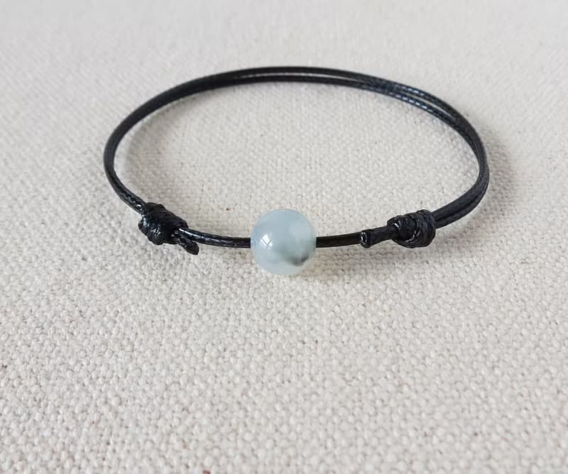 本命年【幸運石】冰種飄花翡翠韓國蠟線手鍊*Lgb13*招財、開運