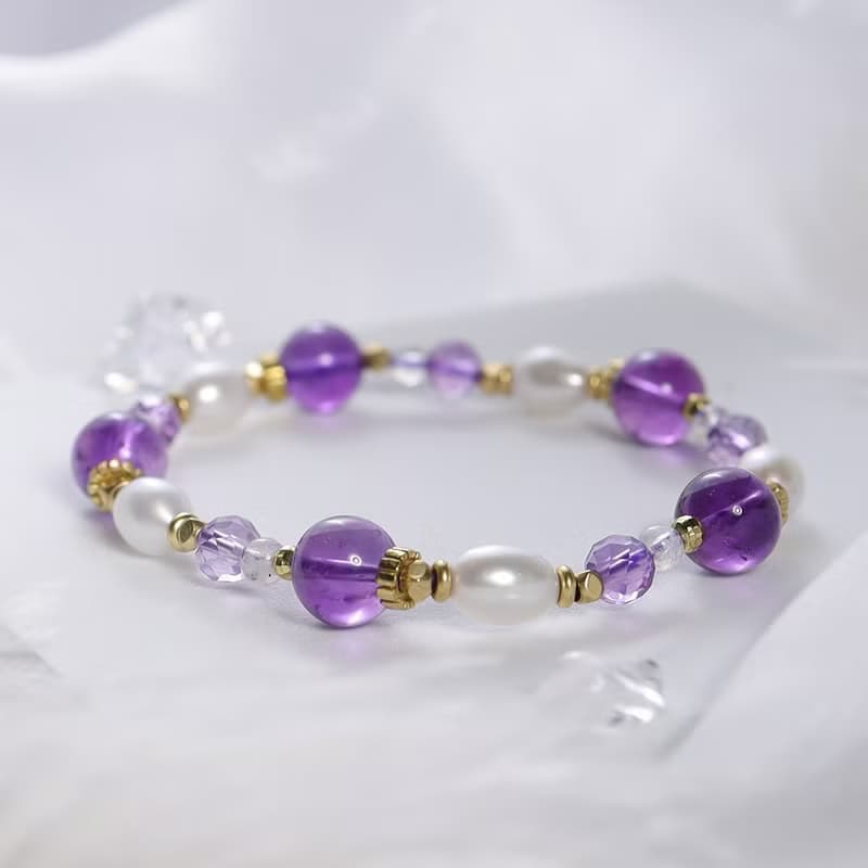 雅典娜的祝福 | A119紫水晶月光石珍珠手鍊