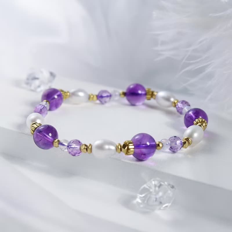 雅典娜的祝福 | A119紫水晶月光石珍珠手鍊