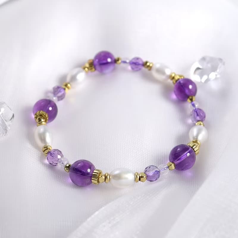 雅典娜的祝福 | A119紫水晶月光石珍珠手鍊
