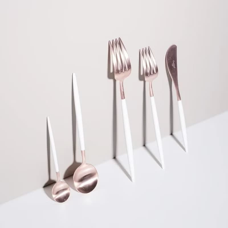 葡萄牙Cutipol GOA系列白玫瑰金新主餐三件組(叉匙筷)