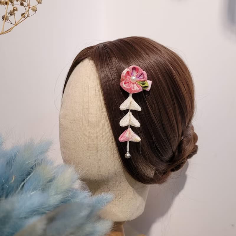 【つまみ細工】流蘇小花夾 和風小花入門款