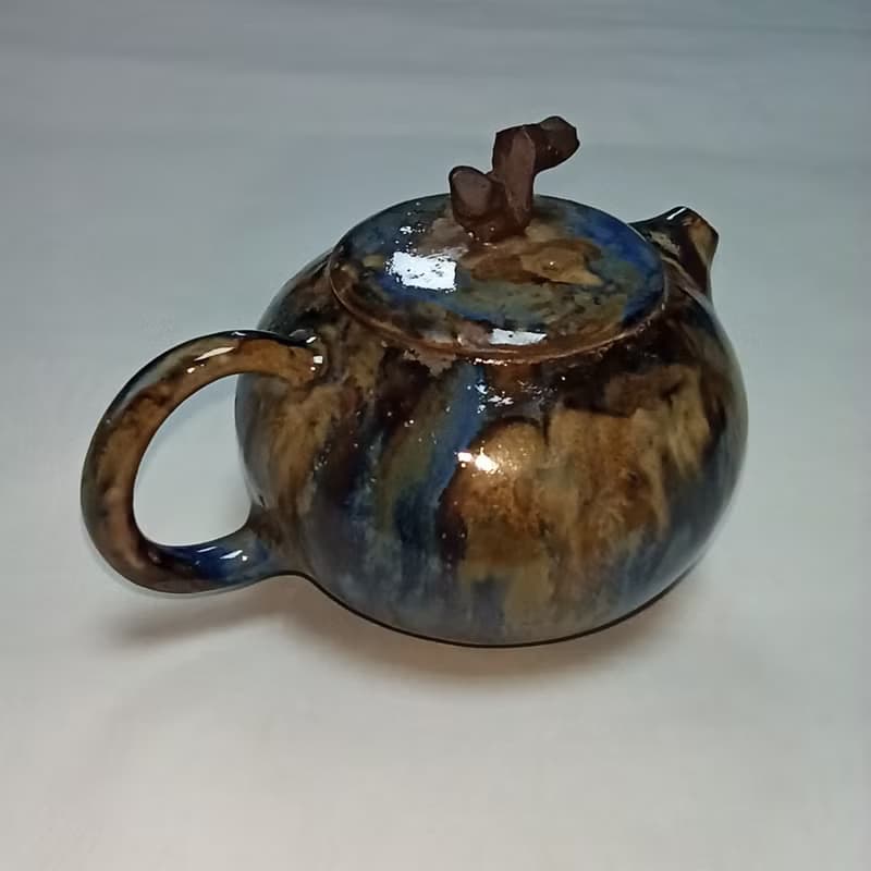 手拉胚西施壺多彩潑墨釉燒製