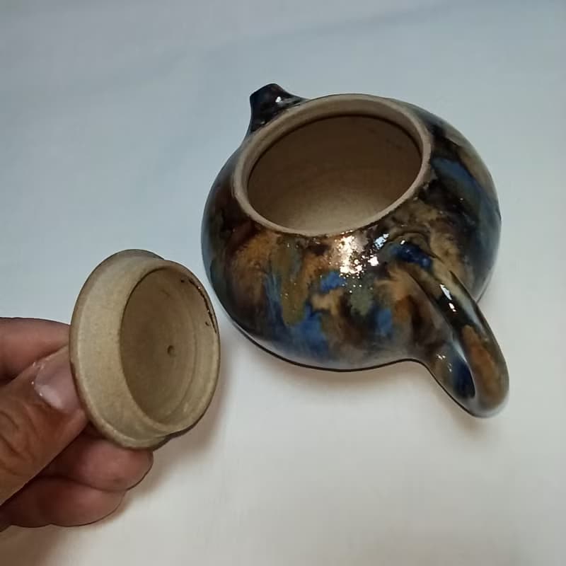 手拉胚西施壺多彩潑墨釉燒製